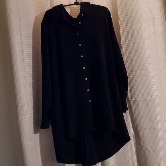 Attitudes by Renee button front textured tunic black us L - Picture 1 of 7